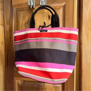 Kate Spade Red and Pink Striped Tote